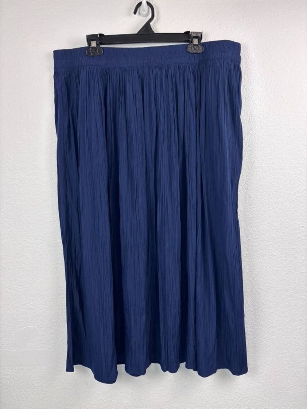 Chico's 4 XXL navy blue pull on sea island skirt midi maxi flowy pleated NWT
